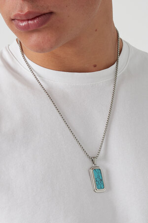 Men's necklace with pendant - turquoise  h5 Picture3